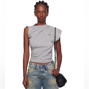 Vivienne Westwood Gray Asymmetrical Crop Top